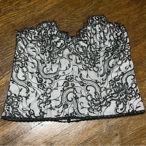 Vintage NWT Natori Black and White Lace Corset/Bustier, M